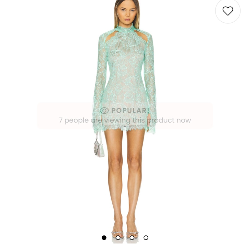 Retrofete Long Sleeve Dress in Pistachio Lace